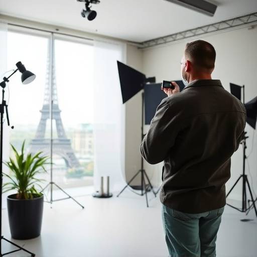 Photographe professionnel prenant des photos lors d'une séance en studio à Paris